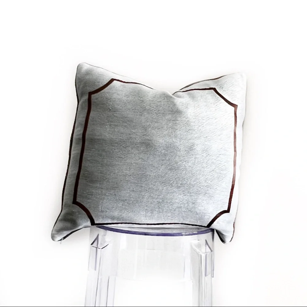RESTORATION HARDWARE Blue Linen Cotton Silk Throw Pillow Case Only Decorative